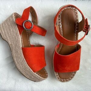 UNIVERSAL‎ THREAD Women’s Espadrille Platform Sandals Jute Coral Orange Suede 8